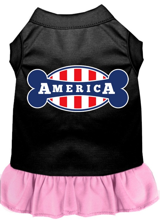 Bonely in America Screen Print Dress Black with Light Pink Sm